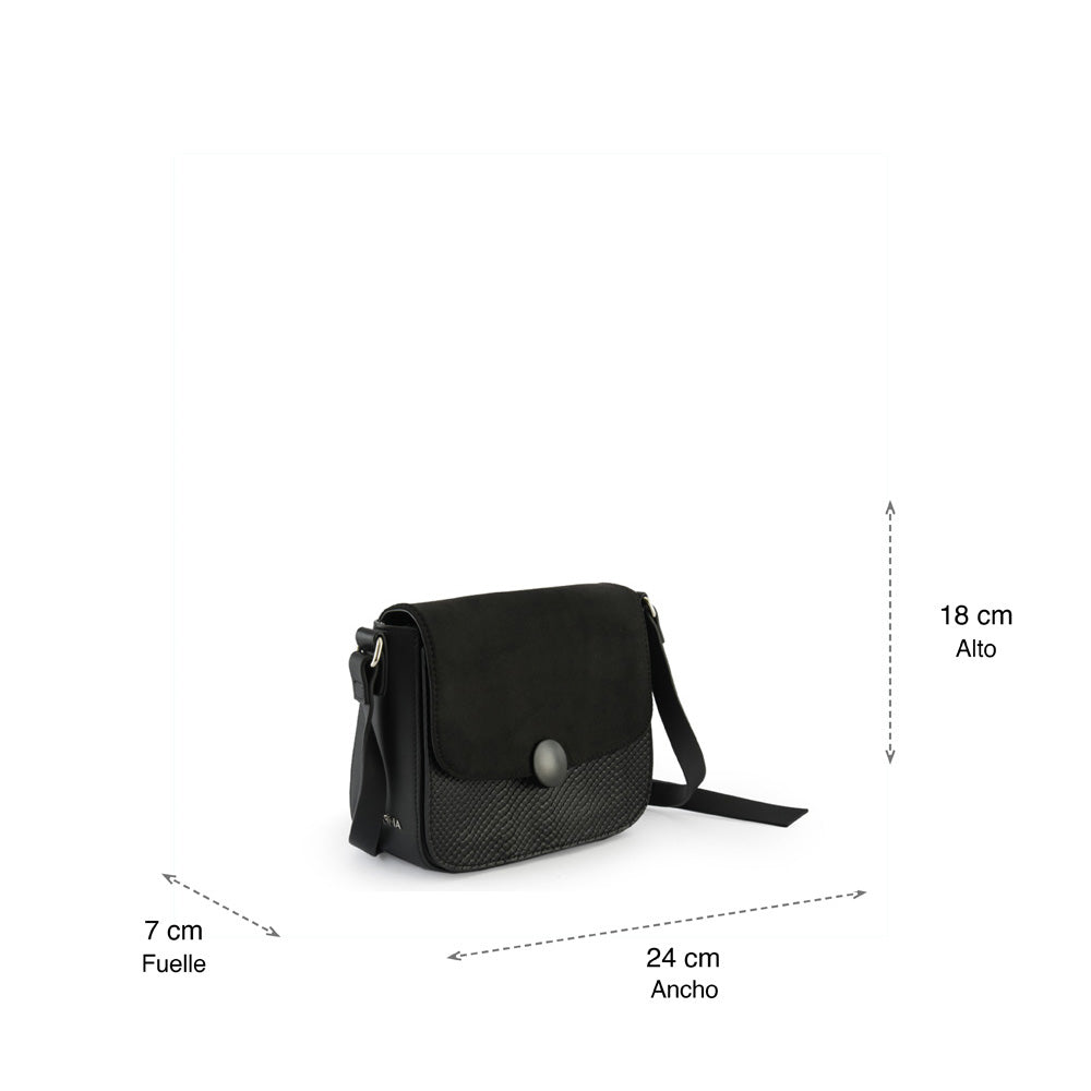 Small black button shoulder bag