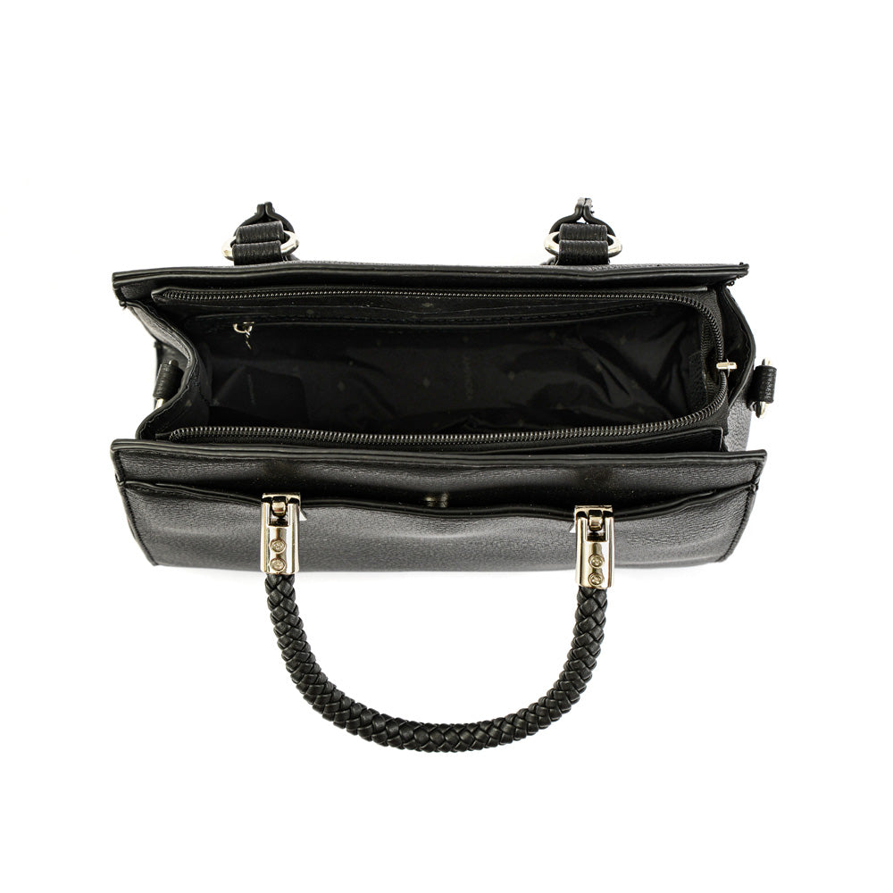 Wallet Two Handles Three divisions small black rosine