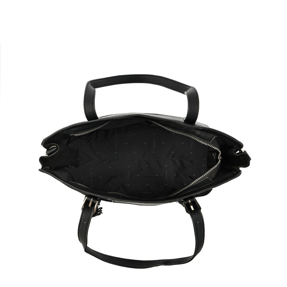 Medium black sumy two-handle wallet