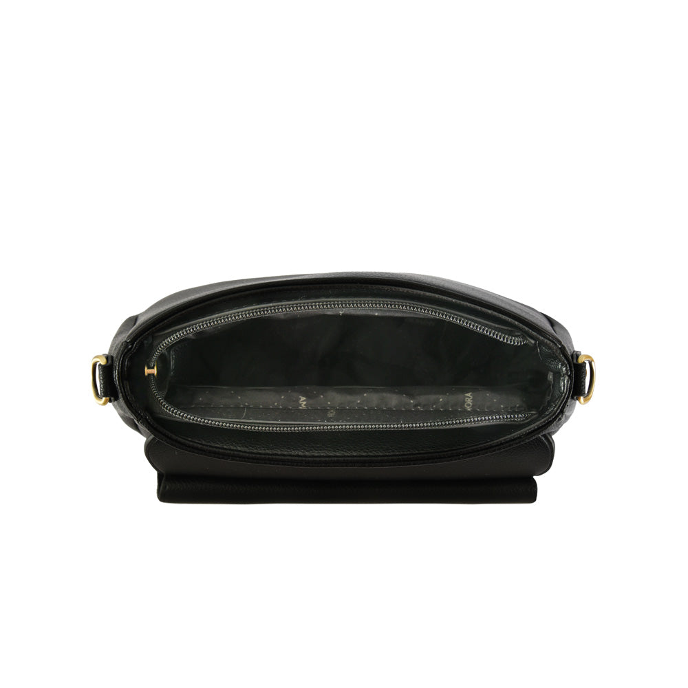 Small textured black dubois crossbody wallet