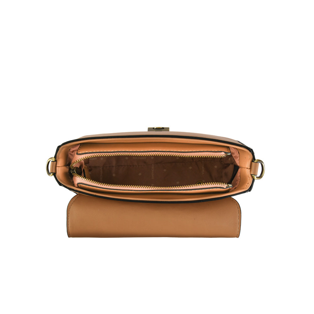 Small Laurent camel crossbody bag