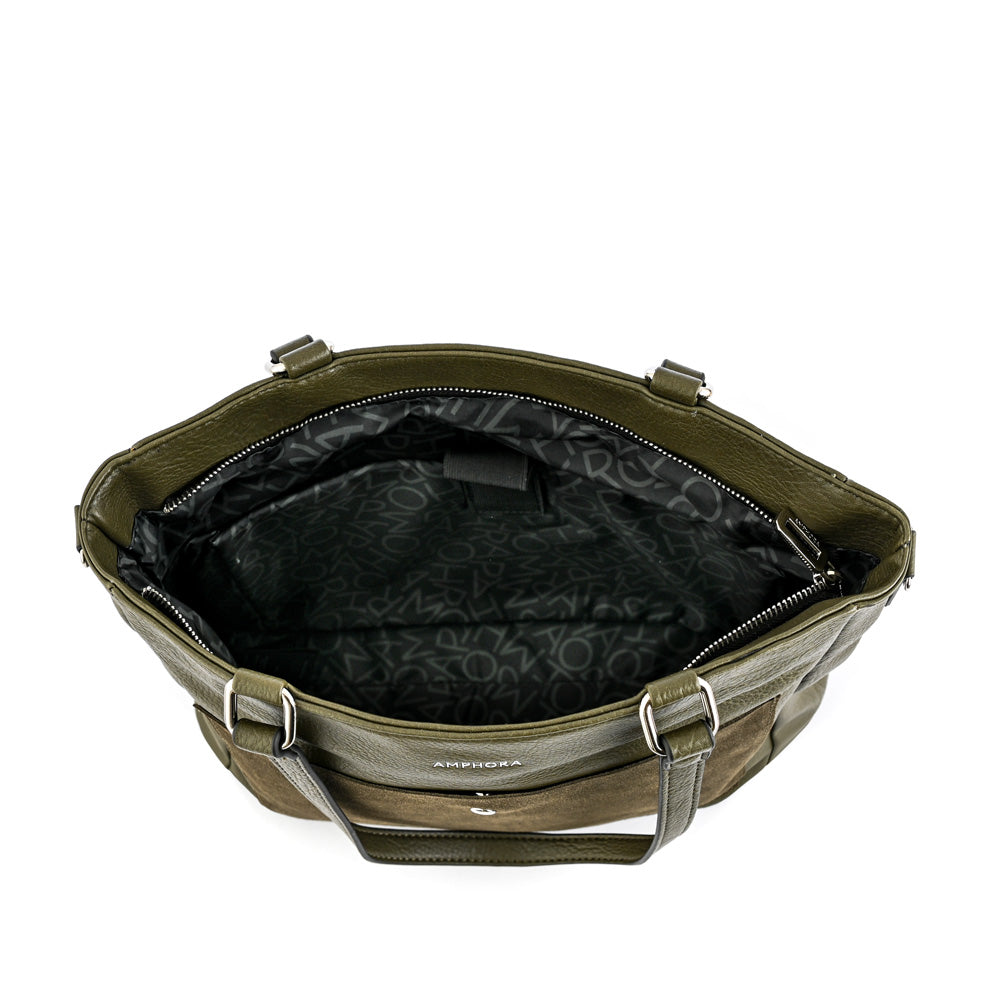 Olive green island large two-handle wallet