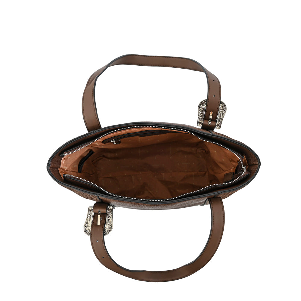 Large dark brown Moroccan two handle wallet