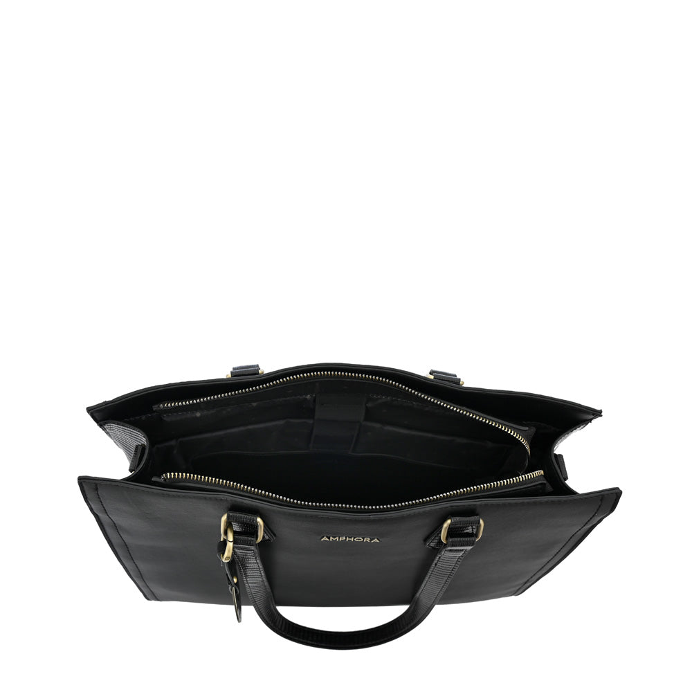 Two-handle wallet with large notebook holder nila textured black