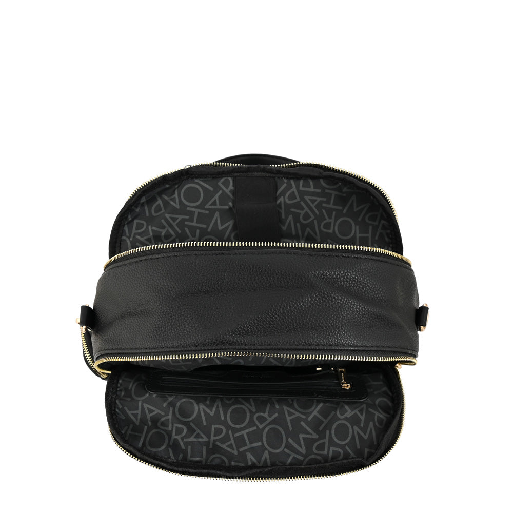 Mei medium black textured notebook backpack