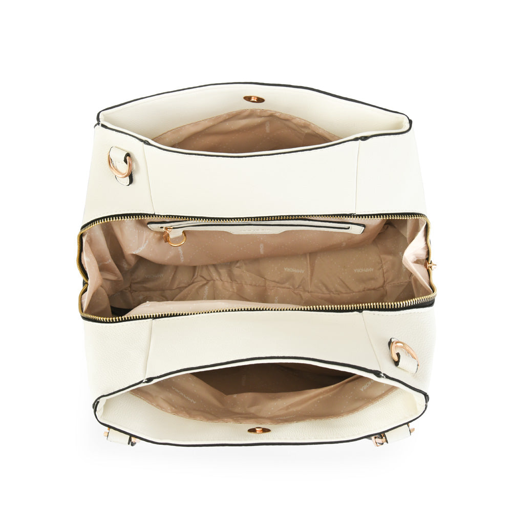 Wallet Two Handles Three divisions large white cateryn