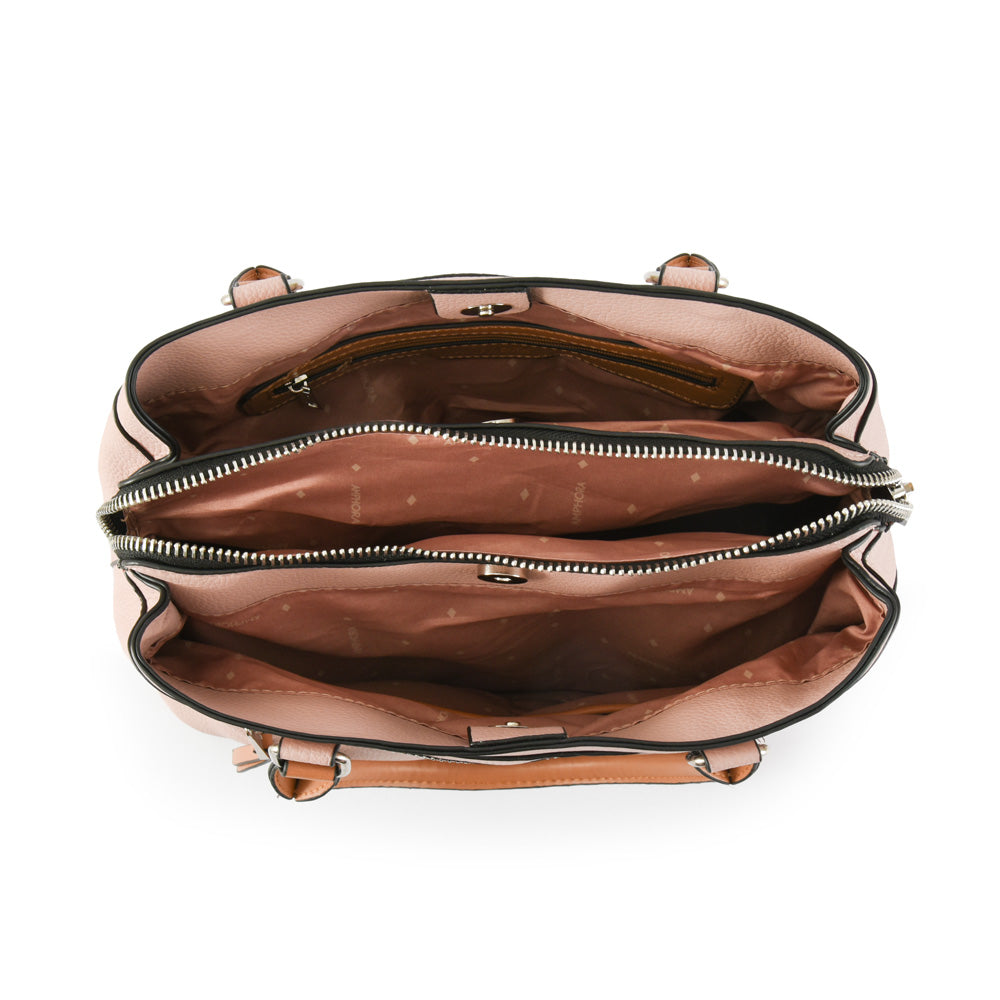 Wallet Two Handles Three divisions Medium Fabi Old Pink