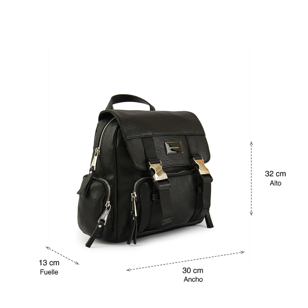 Dita Medium Black Lid Backpack