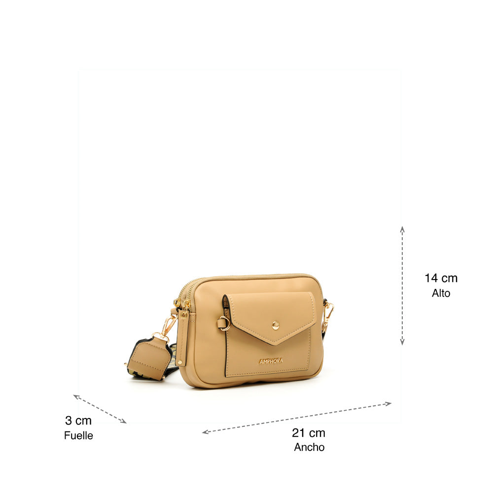 Small beige cyril crossbody wallet
