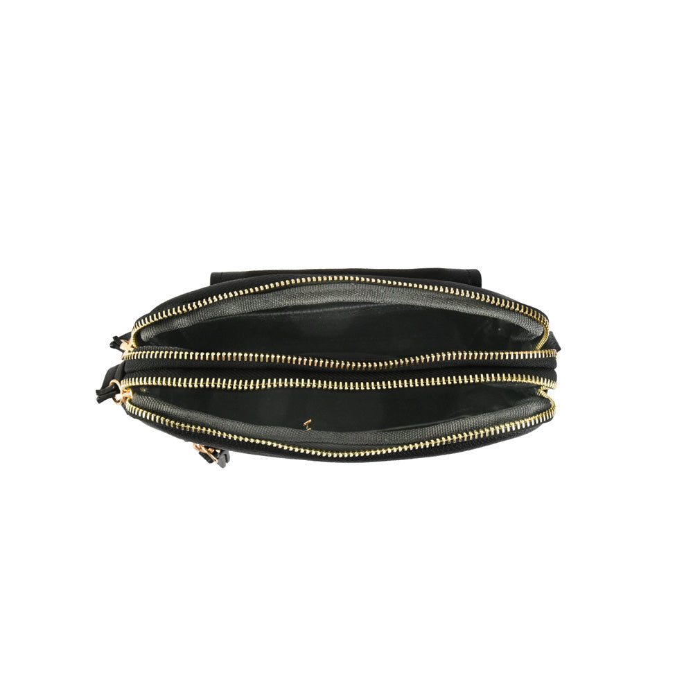 Cyril small textured black crossbody wallet