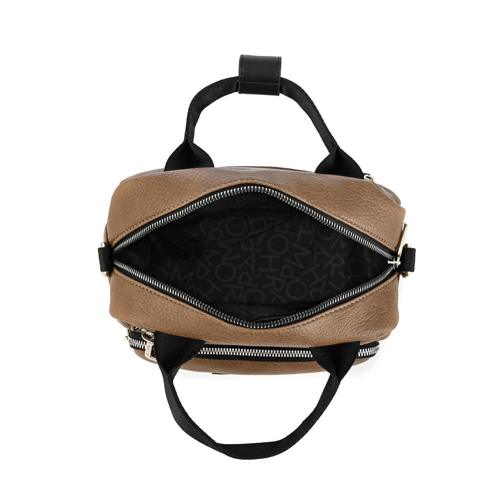 Medium dark taupe poxy crossbody bag