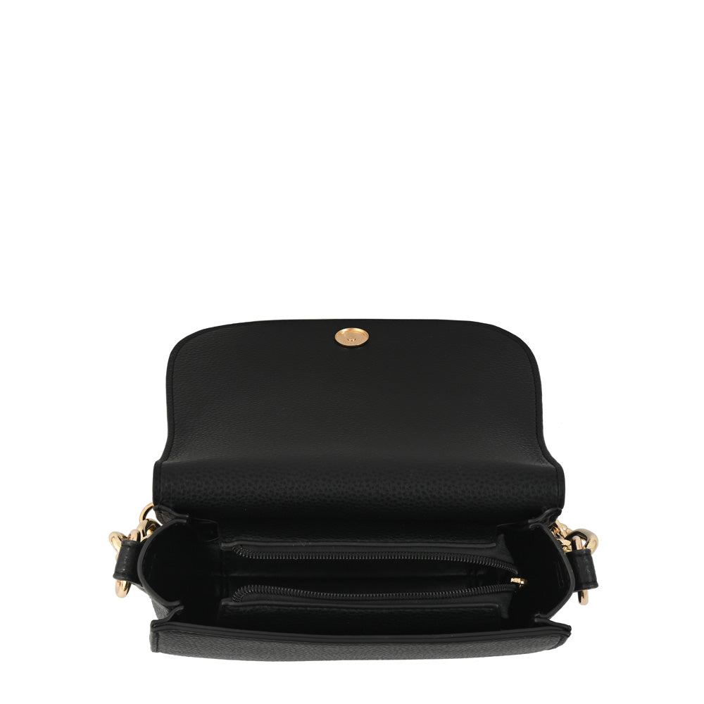 Medium chiara textured black crossbody wallet