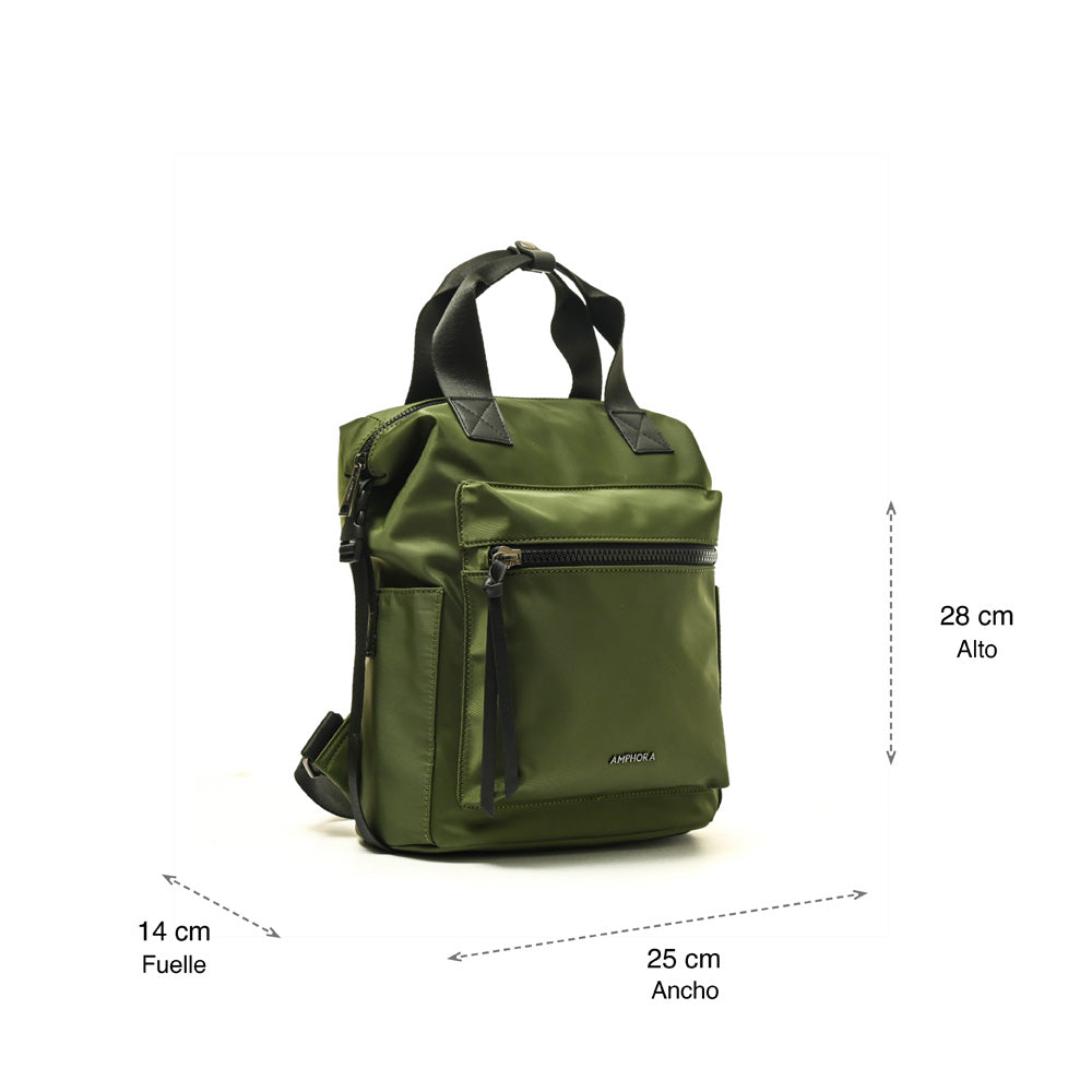 Small olive green chenille backpack