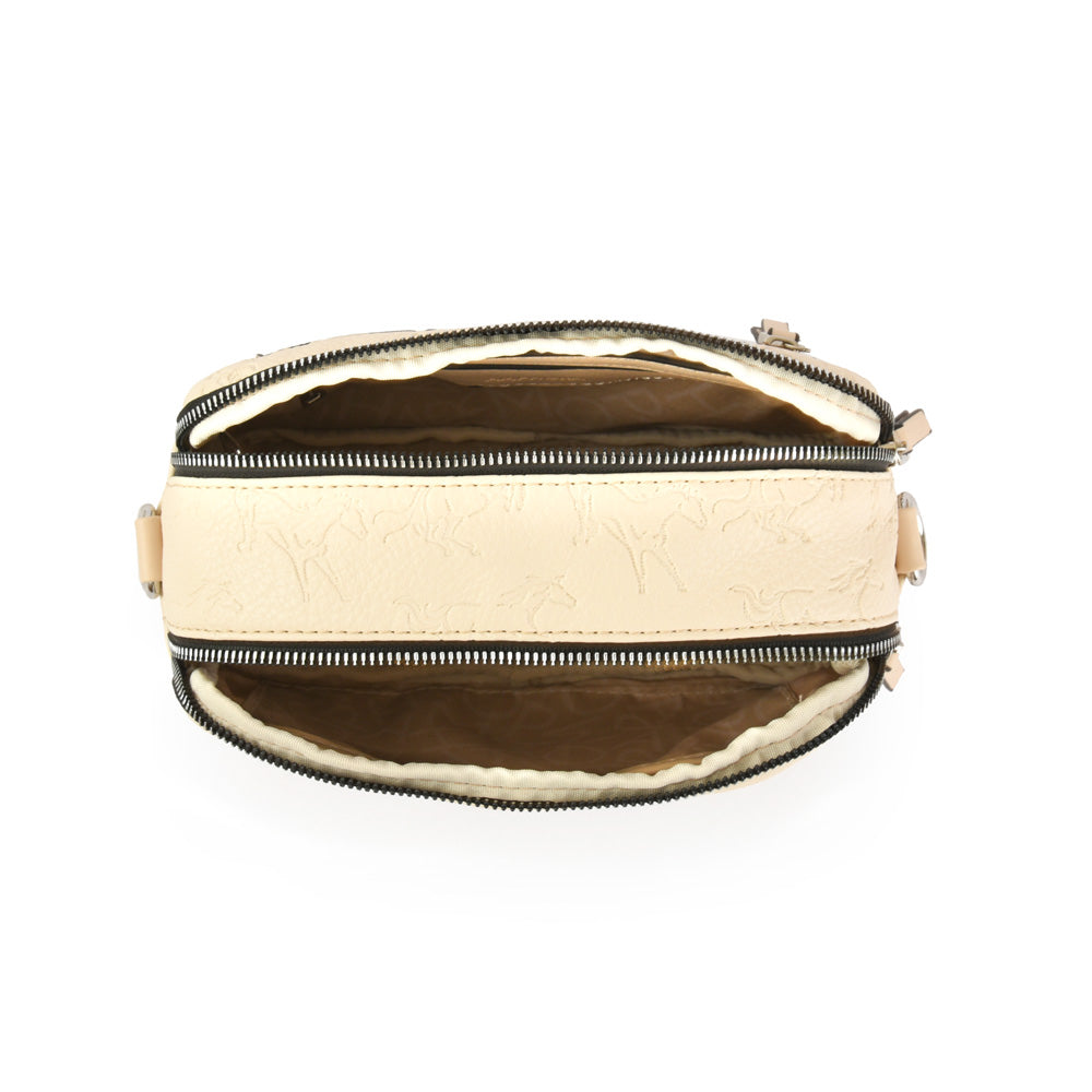 Small ecru white horse crossbody bag