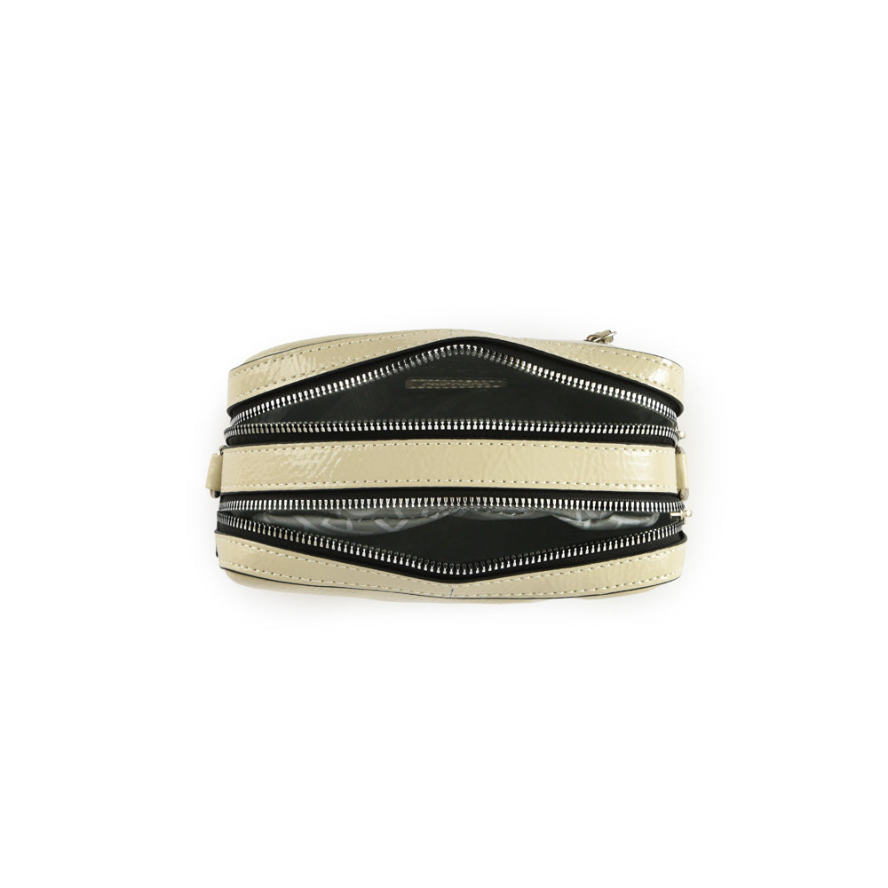 Medium ecru white marguerite crossbody bag