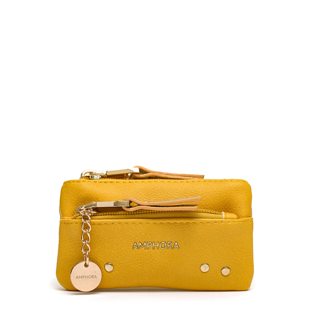 amphora catriel monedero con bolsillo frontal pequeña amarillo