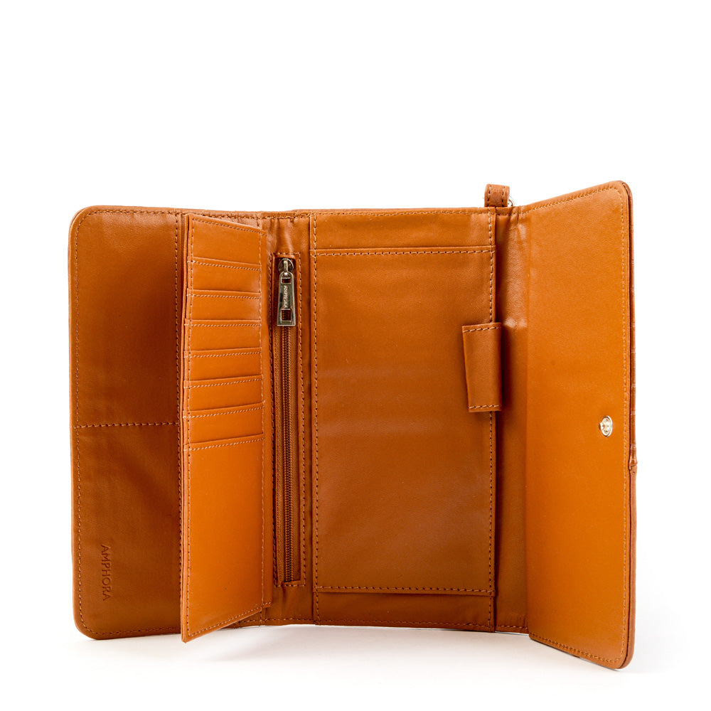 Renate brown checkbook with flap