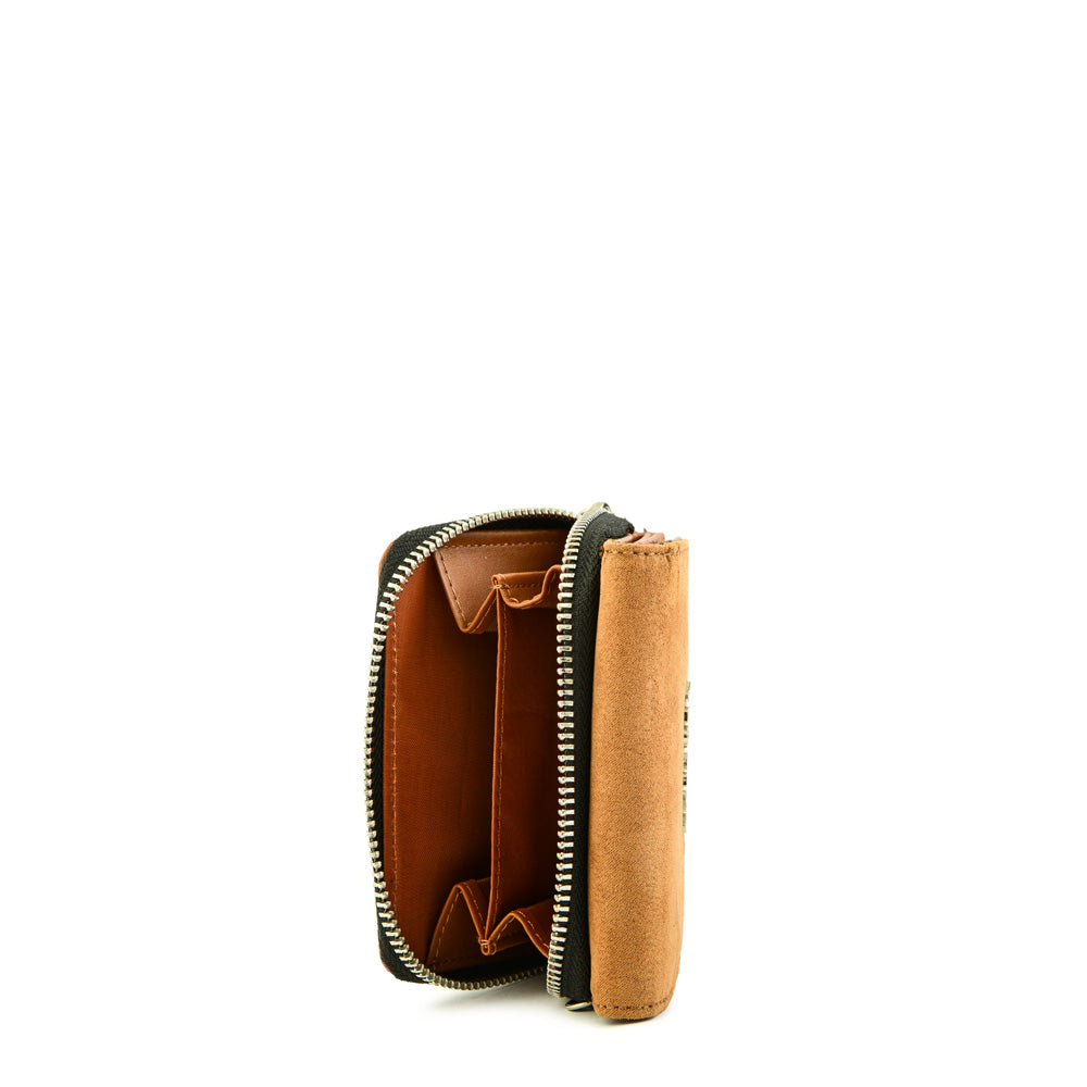 Small brown Galia exterior closure wallet
