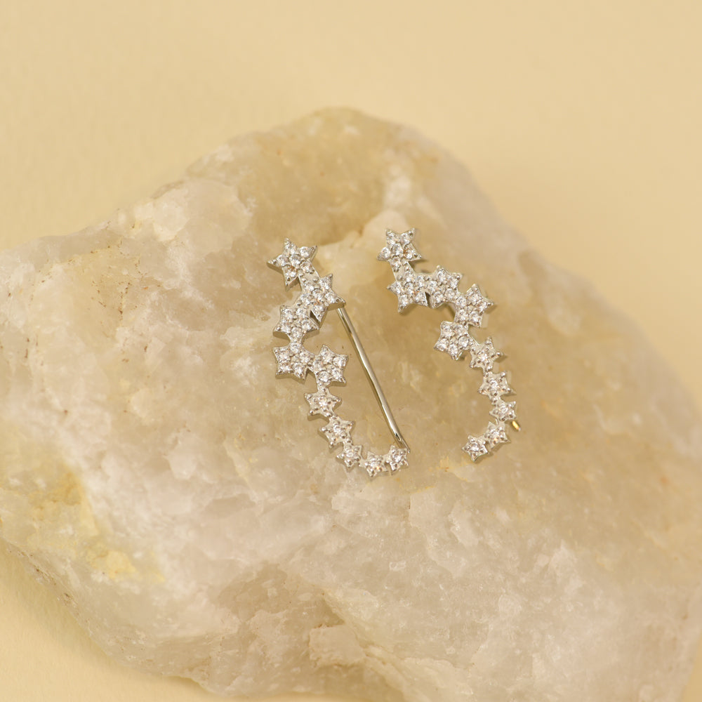 Silver star hoops