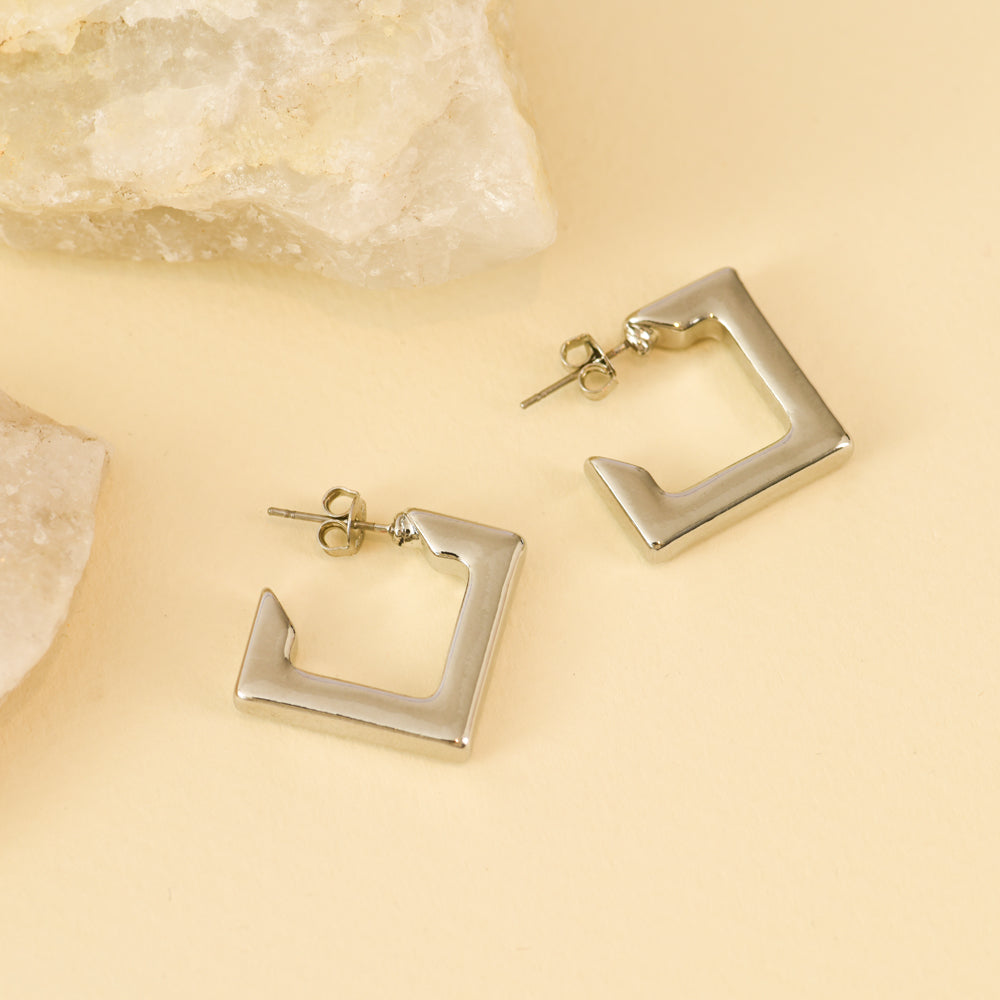 Silver geometric hoops
