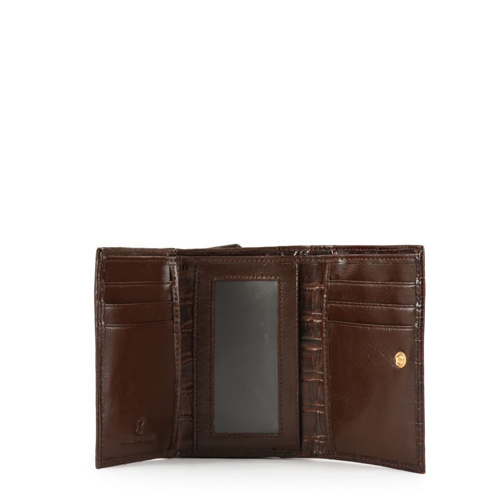 Small Crocco Class Dark Brown Exterior Zip Wallet
