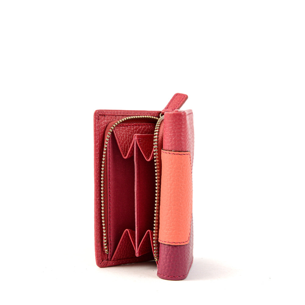Small fuchsia citron wallet with exterior closure
