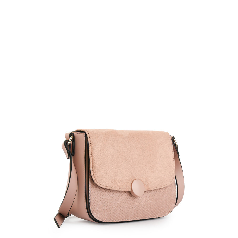 amphora bouton cartera bandolera con tapa pequeña rosa viejo