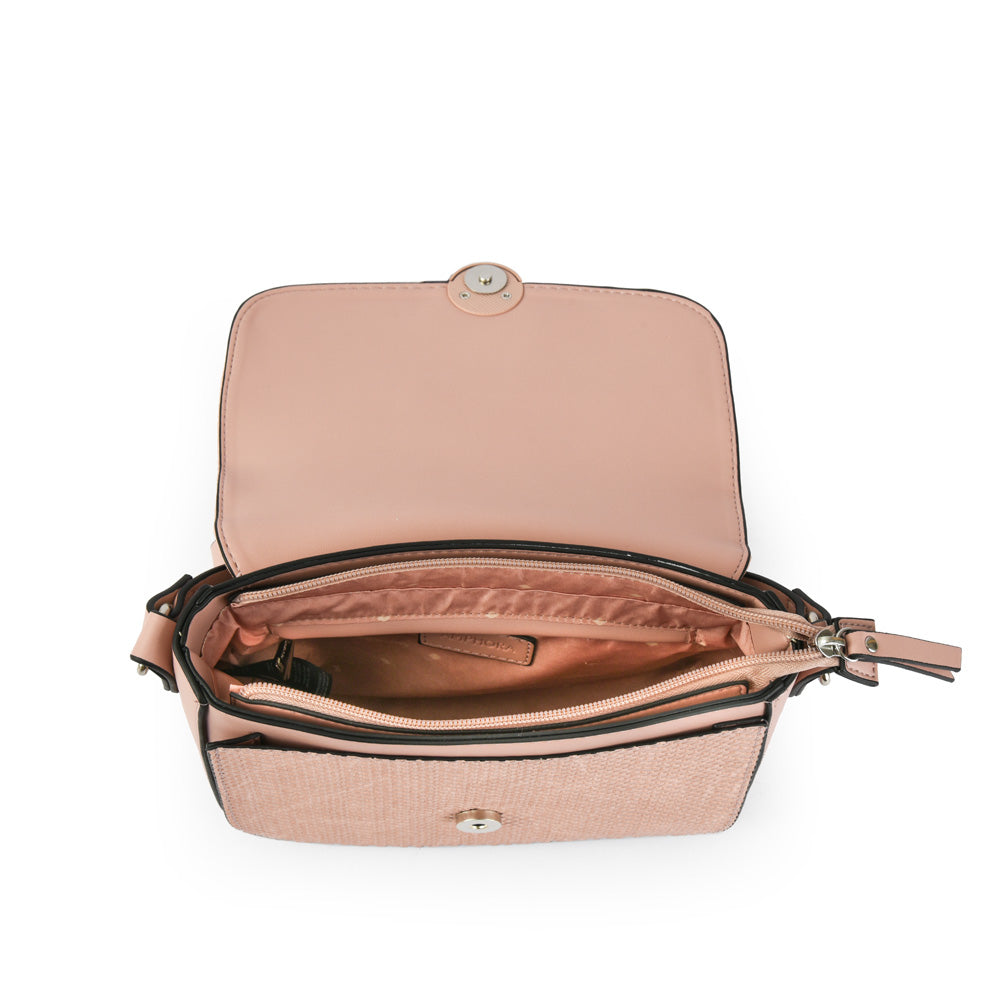 amphora bouton cartera bandolera con tapa pequeña rosa viejo