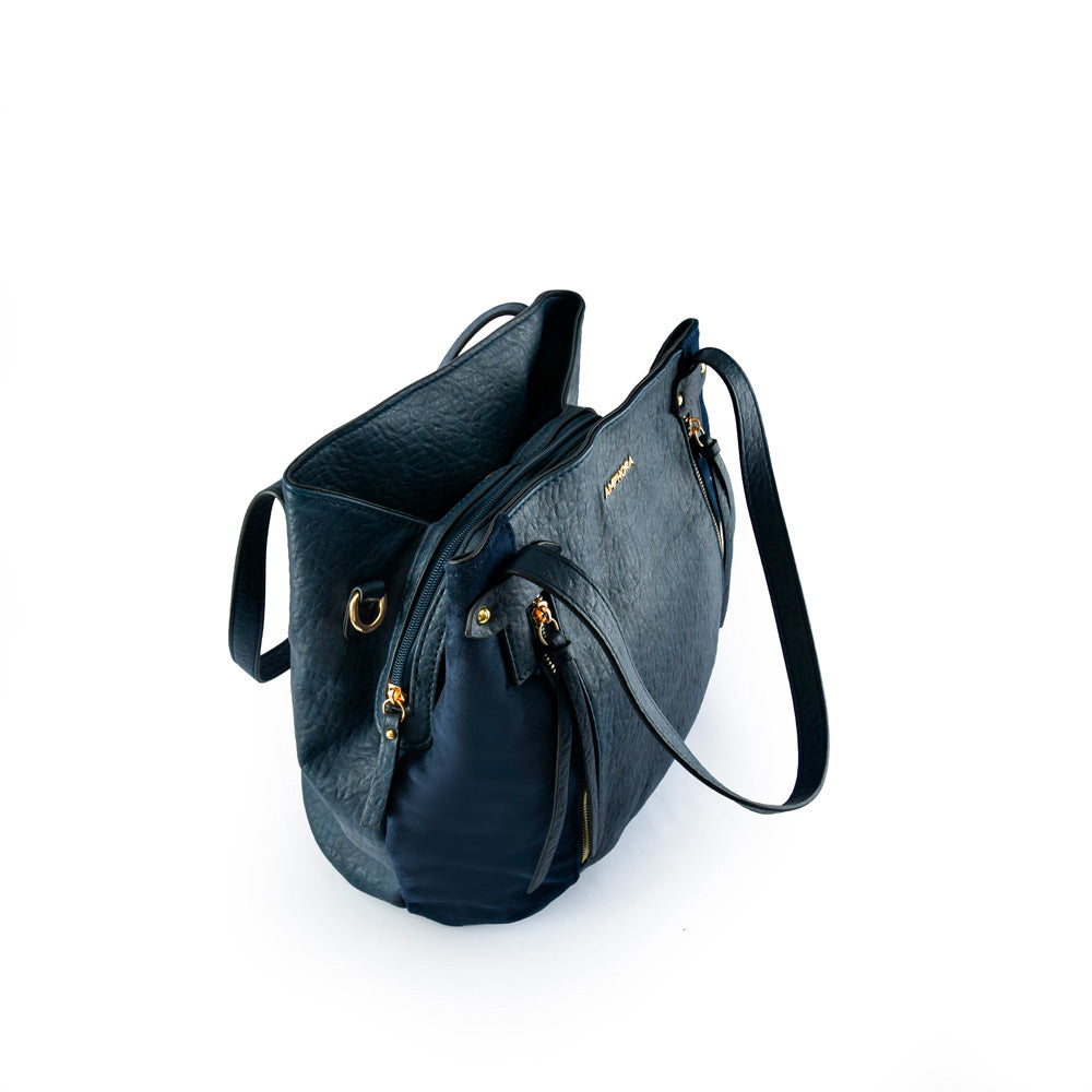 amphora clou cartera tipo dos asas tres divisiones azul oscuro