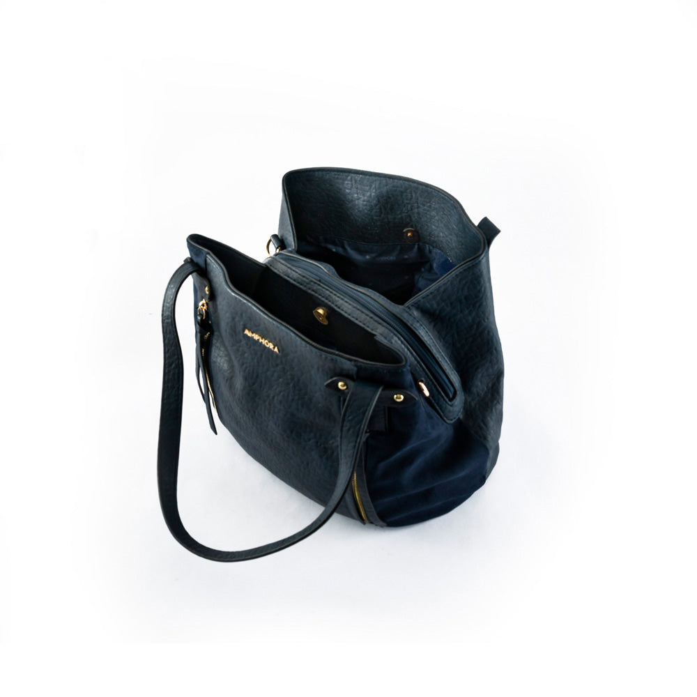 amphora clou cartera tipo dos asas tres divisiones azul oscuro