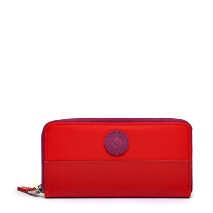 Large red glacé exterior closure wallet