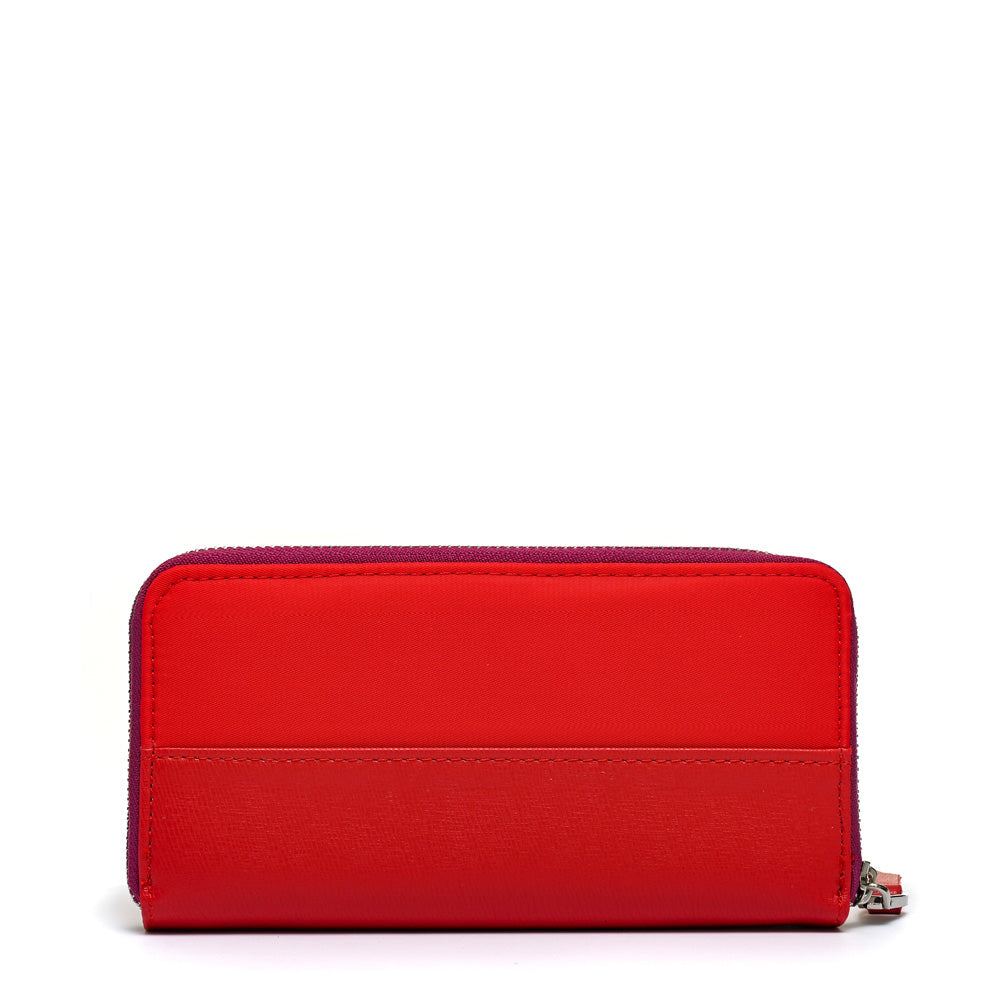 Large red glacé exterior closure wallet