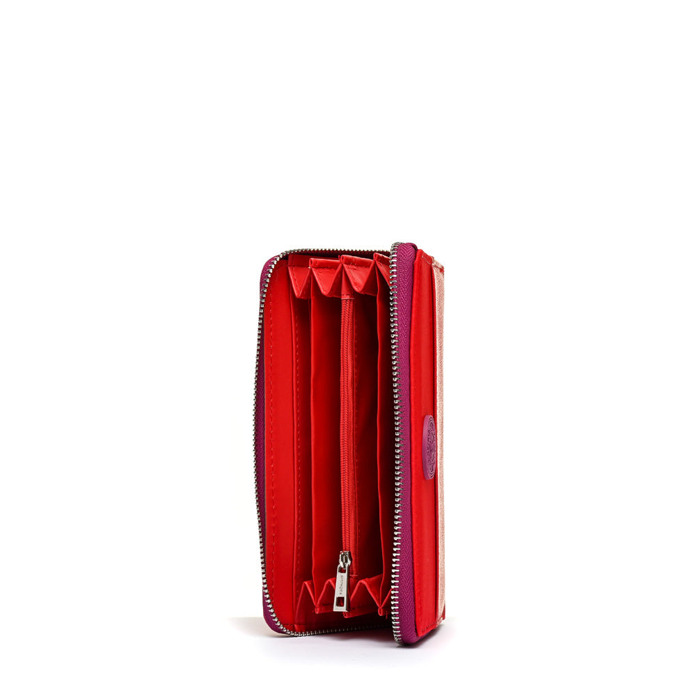 Large red glacé exterior closure wallet