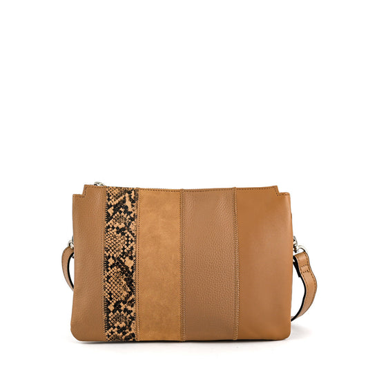 Small dark beige piazza crossbody bag