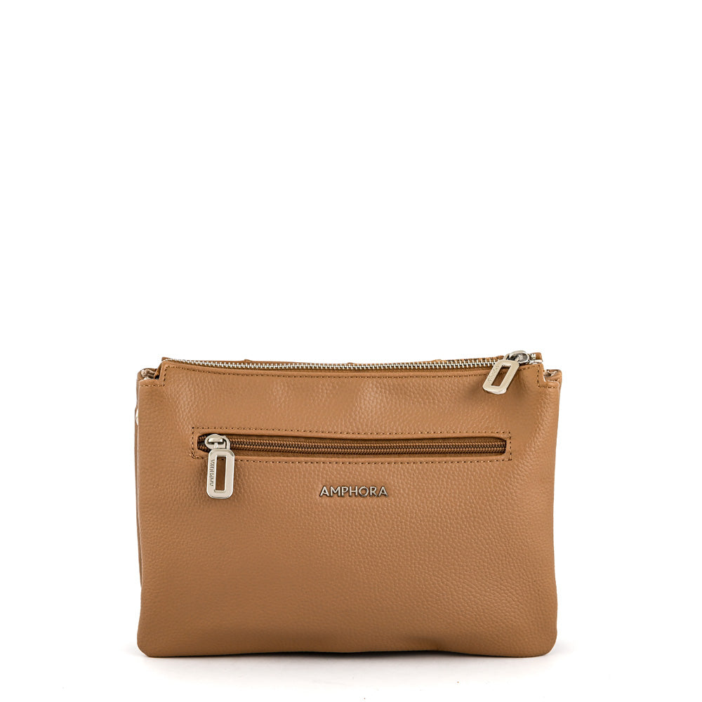 Small dark beige piazza crossbody bag