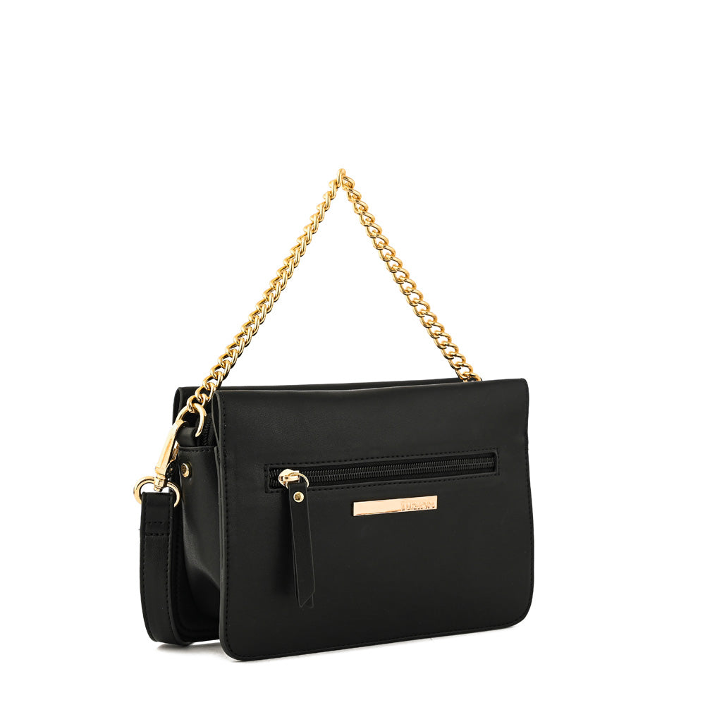 Anaya small textured black crossbody wallet