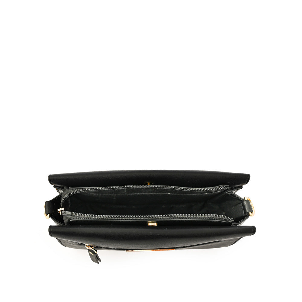 Anaya small textured black crossbody wallet