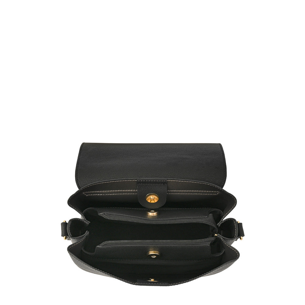 Antonella Medium Black Crossbody Wallet