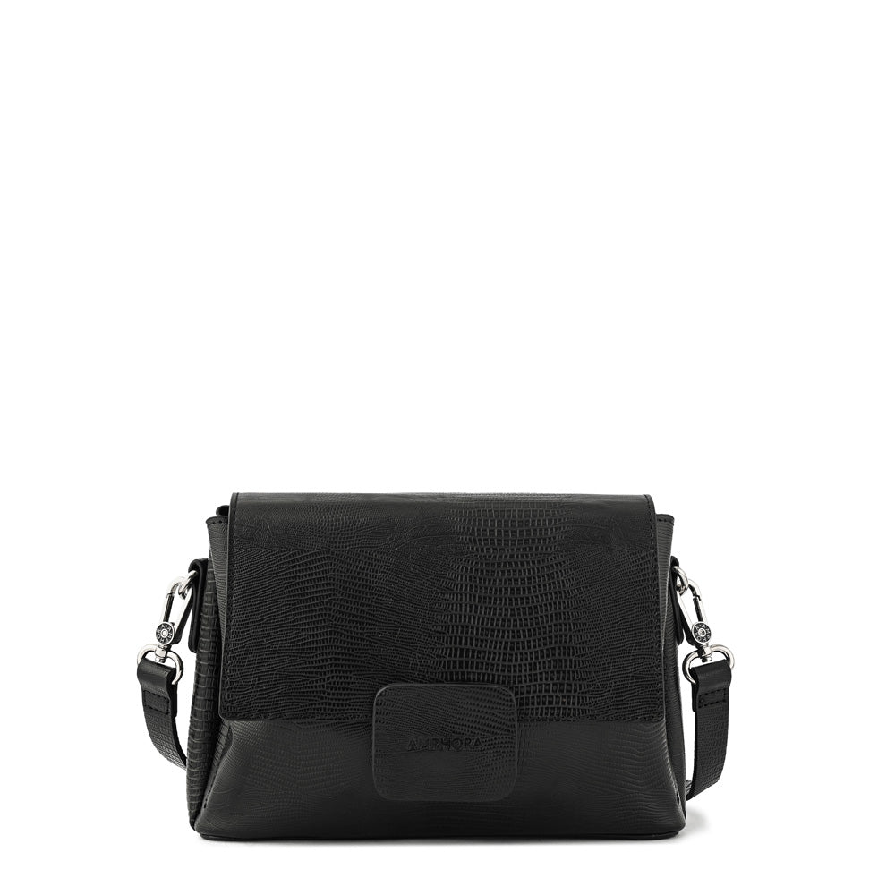 Antonella Medium Textured Black Crossbody Wallet