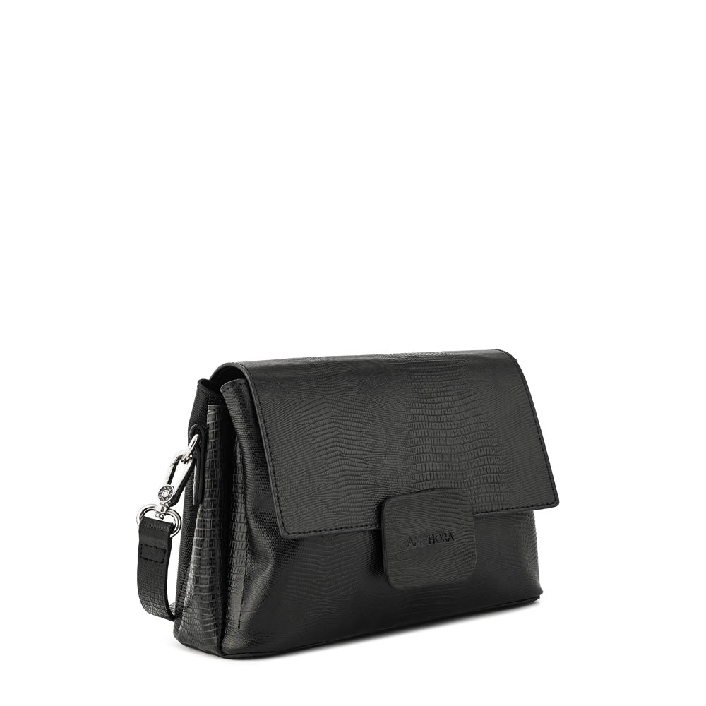 Antonella Medium Textured Black Crossbody Wallet