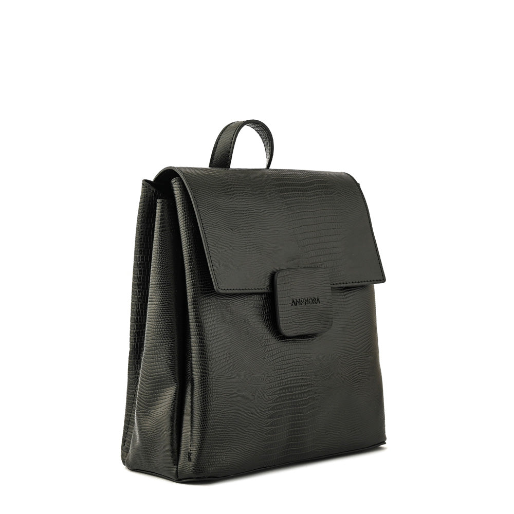 Antonella Medium Textured Black Backpack