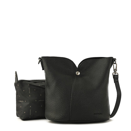 Emma Medium Textured Black Crossbody Wallet