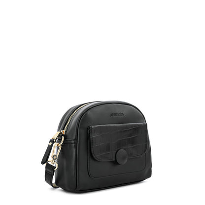 Dominique Small Textured Black Crossbody Wallet