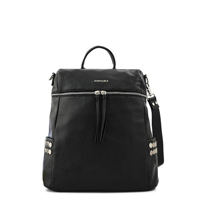 Large terioso textured black backpack