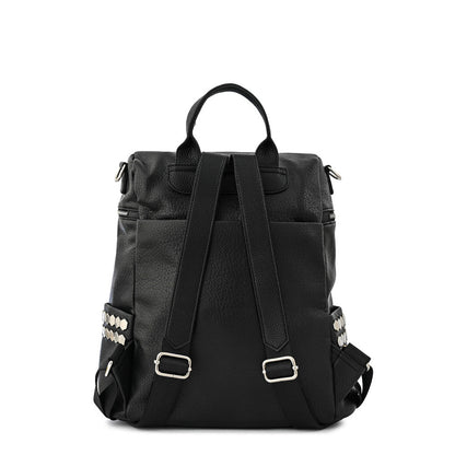 Large terioso textured black backpack