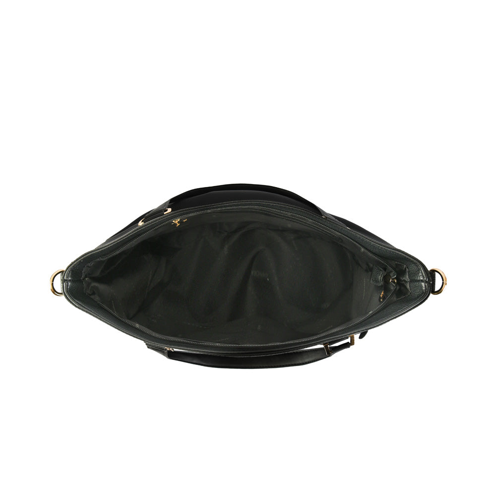 Wallet Two Handles Three divisions textured black fifika