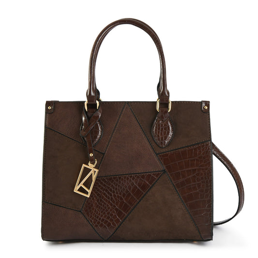 Medium dark brown geo two-handle wallet