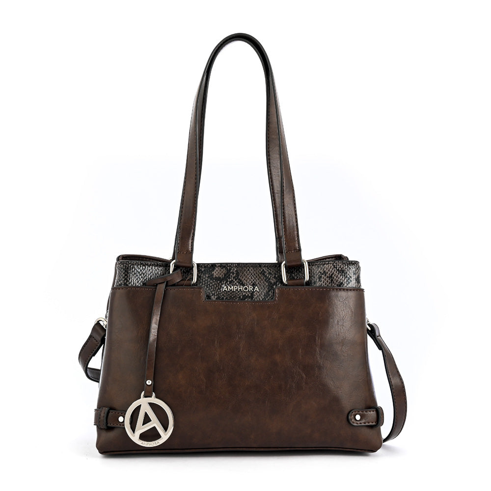 Malgaria medium dark brown two-handle wallet