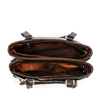 Malgaria medium dark brown two-handle wallet