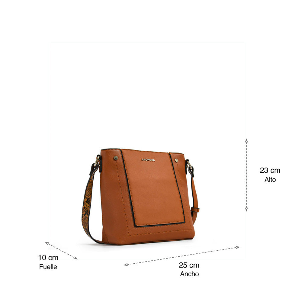 Medium brown amine crossbody bag